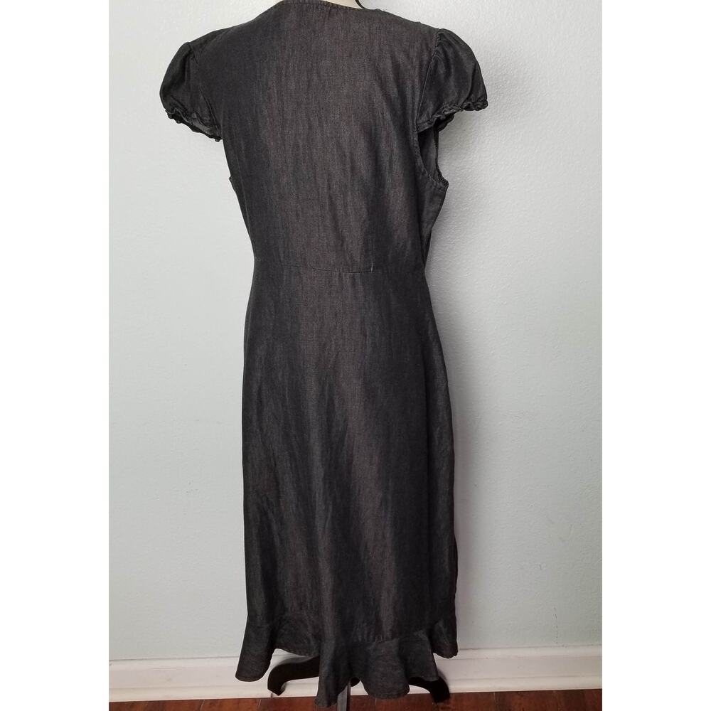 Denim-Look Ruffle Wrap Style Dress – Size L - Picture 2 of 10